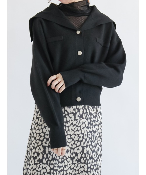 Te chichi(テチチ)の「セーラーカラーニットカーディガン(カーディガン/ボレロ・レディース・ブラック/ベージュ・フリ-)」の1枚目の写真