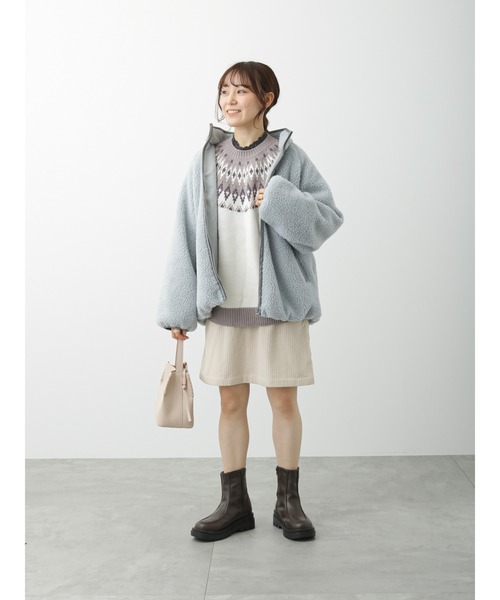 ehka sopo(エヘカソポ)の「ボアハイネックパイピングジャケット(その他アウター・レディース・オフホワイト/ベージュ/グレー・フリ-)」の6枚目の写真