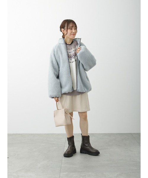 ehka sopo(エヘカソポ)の「ボアハイネックパイピングジャケット(その他アウター・レディース・オフホワイト/ベージュ/グレー・フリ-)」の8枚目の写真