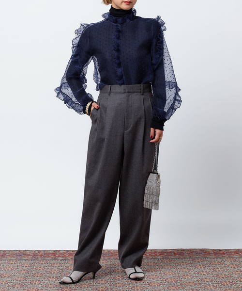 IENA LA BOUCLE（イエナラブークル）の「IENA LA BOUCLE ドットオーガンジーラッフルブラウス（シャツ/ブラウス・レディース・ネイビー・FREE）」の19枚目の写真