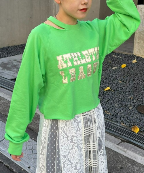 CIAOPANIC（チャオパニック）の「サテン刺繍ロゴスウェット（スウェット・レディース・グレー/オフホワイト/グリーン・FREE）」の14枚目の写真