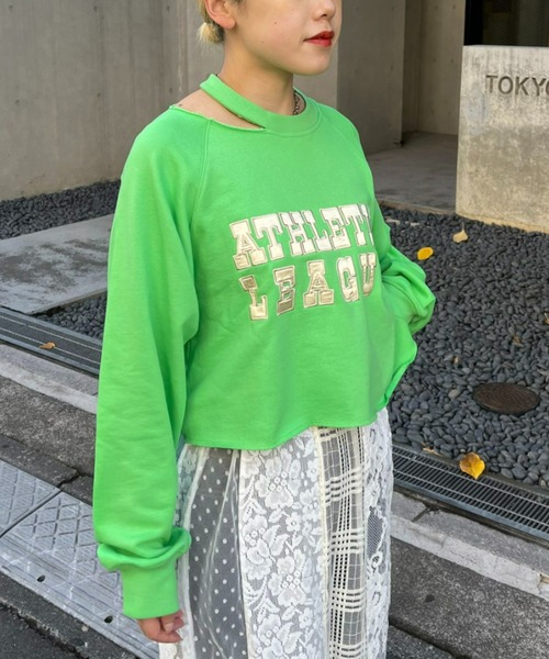 CIAOPANIC（チャオパニック）の「サテン刺繍ロゴスウェット（スウェット・レディース・グレー/オフホワイト/グリーン・FREE）」の16枚目の写真