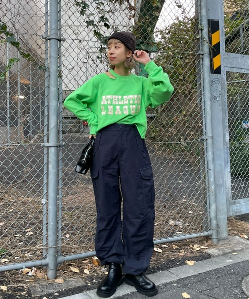 CIAOPANIC（チャオパニック）の「サテン刺繍ロゴスウェット（スウェット・レディース・グレー/オフホワイト/グリーン・FREE）」の12枚目の写真