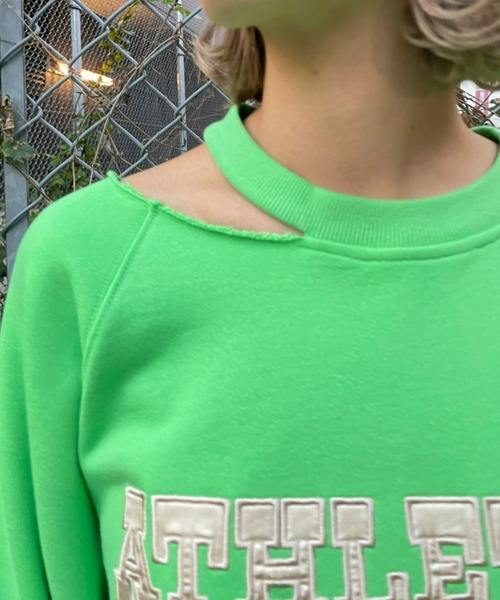 CIAOPANIC（チャオパニック）の「サテン刺繍ロゴスウェット（スウェット・レディース・グレー/オフホワイト/グリーン・FREE）」の7枚目の写真