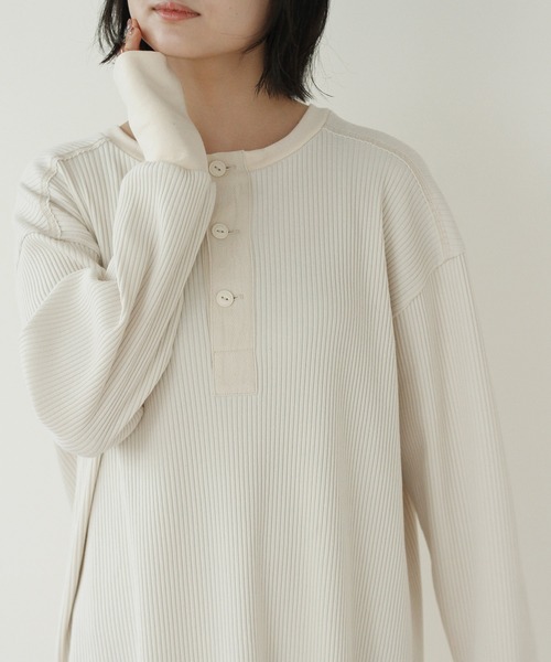 Crisp（クリスプ）の「2wayミリタリーリブワンピース（ワンピース・レディース・アイボリー/オレンジ・FREE）」の6枚目の写真