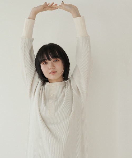 Crisp（クリスプ）の「2wayミリタリーリブワンピース（ワンピース・レディース・アイボリー/オレンジ・FREE）」の8枚目の写真