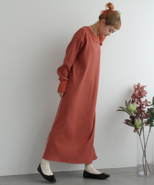 Crisp（クリスプ）の「2wayミリタリーリブワンピース（ワンピース・レディース・アイボリー/オレンジ・FREE）」の18枚目の写真