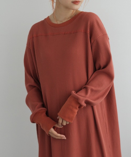 Crisp（クリスプ）の「2wayミリタリーリブワンピース（ワンピース・レディース・アイボリー/オレンジ・FREE）」の22枚目の写真