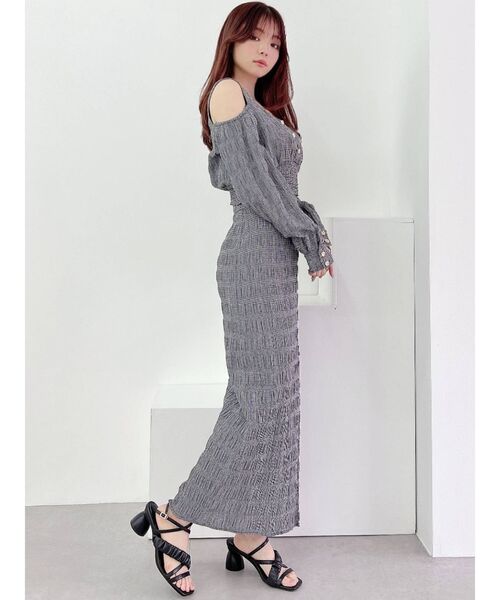 RESEXXY（リゼクシー）の「ギンガムチェックスリットタイトスカート【セットアップ着用可能】（スカート・レディース・ホワイト/ブラック/ベージュ・FREE）」の11枚目の写真