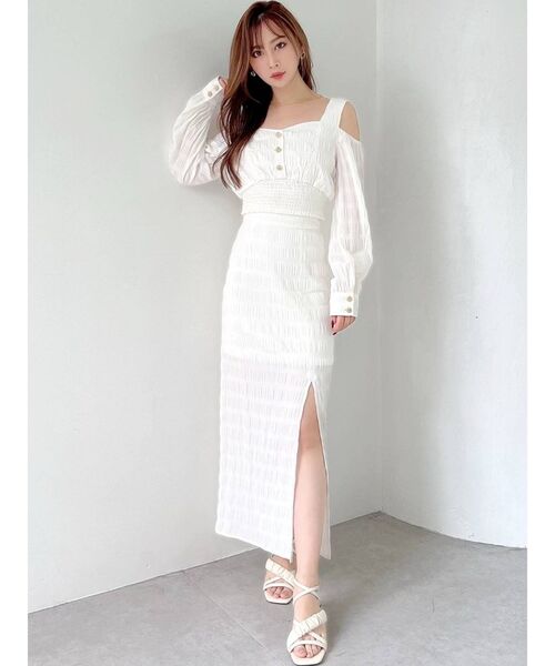 RESEXXY（リゼクシー）の「ギンガムチェックスリットタイトスカート【セットアップ着用可能】（スカート・レディース・ホワイト/ブラック/ベージュ・FREE）」の22枚目の写真