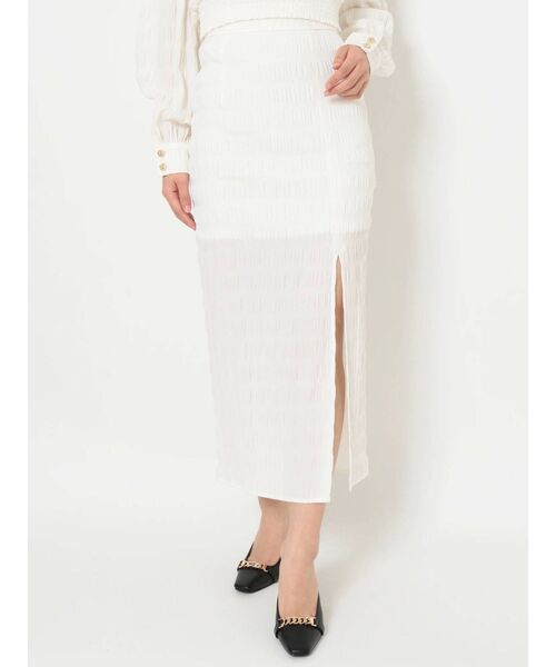 RESEXXY（リゼクシー）の「ギンガムチェックスリットタイトスカート【セットアップ着用可能】（スカート・レディース・ホワイト/ブラック/ベージュ・FREE）」の10枚目の写真