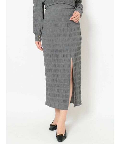 RESEXXY（リゼクシー）の「ギンガムチェックスリットタイトスカート【セットアップ着用可能】（スカート・レディース・ホワイト/ブラック/ベージュ・FREE）」の14枚目の写真