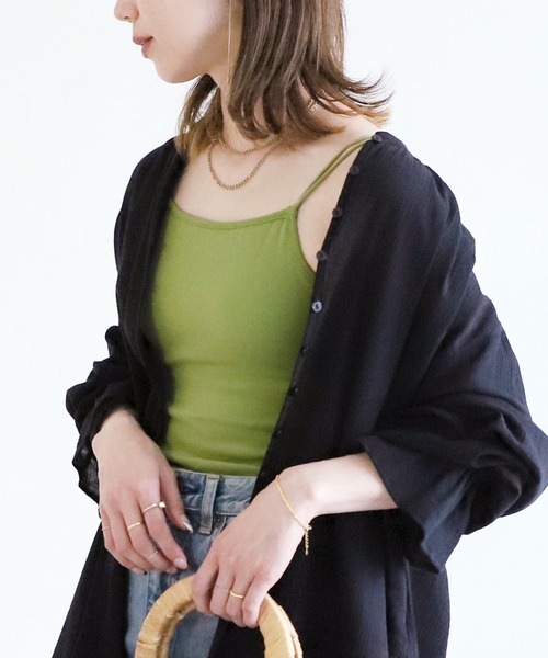 reca（レカ）の「カップ付きキャミソール（キャミソール・レディース・キナリ/ベージュ系/グリーン系/ブルー/ブラック・FREE）」の4枚目の写真