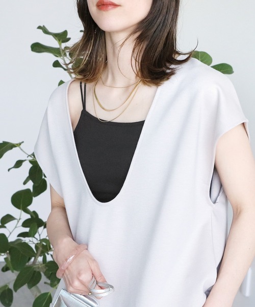 reca（レカ）の「カップ付きキャミソール（キャミソール・レディース・キナリ/ベージュ系/グリーン系/ブルー/ブラック・FREE）」の2枚目の写真