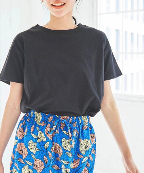 coen(コーエン)の「USAコットンクルーネックTシャツ(Tシャツ/カットソー・レディース・オフホワイト/ライトグレー/ブラック/ライトブルー・L/M)」の3枚目の写真