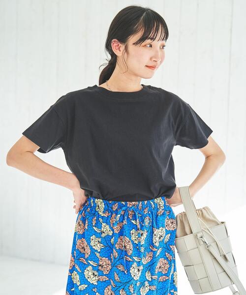 coen(コーエン)の「USAコットンクルーネックTシャツ(Tシャツ/カットソー・レディース・オフホワイト/ライトグレー/ブラック/ライトブルー・L/M)」の5枚目の写真