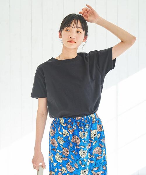 coen(コーエン)の「USAコットンクルーネックTシャツ(Tシャツ/カットソー・レディース・オフホワイト/ライトグレー/ブラック/ライトブルー・L/M)」の7枚目の写真