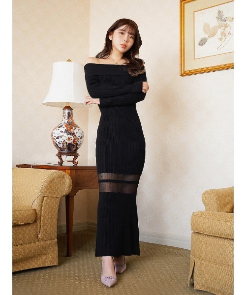 ダーリッチ Darich オフショルダーロングワンピース ブラック BLK オフショルダーロングワンピース（ワンピース）｜Darich（ダーリッチ