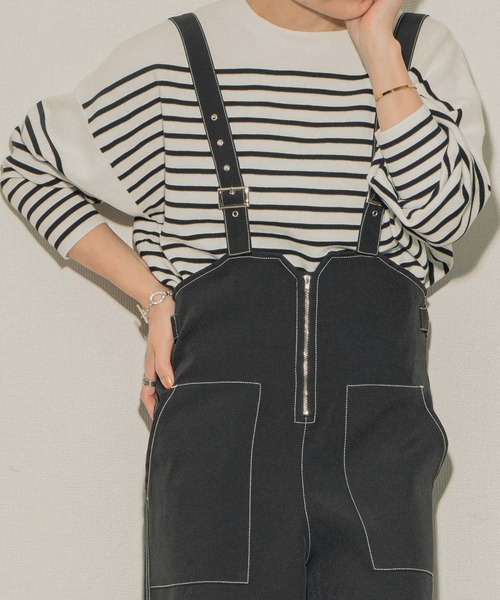 ottilie（オティーリエ）の「ottilie ミラノリブボーダープルオーバー（Tシャツ/カットソー・レディース・ピンク/グリーン/ブラック・FREE）」の2枚目の写真