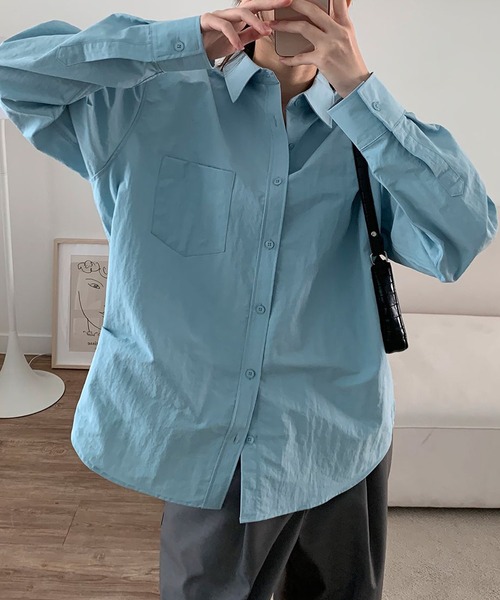 fd style（エフディ スタイル）の「2サイズの男女共用オーバーフィットシャツ（シャツ/ブラウス・レディース・Orange/LT.Blue/DK.Gray/Cream・LARGE/MEDIUM）」の3枚目の写真