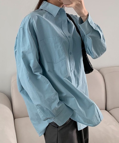 fd style（エフディ スタイル）の「2サイズの男女共用オーバーフィットシャツ（シャツ/ブラウス・レディース・Orange/LT.Blue/DK.Gray/Cream・LARGE/MEDIUM）」の13枚目の写真