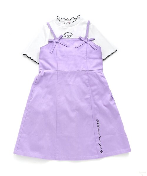 algy（アルジー）の「キャミワンピ＆メローリブTセット（ワンピース・キッズ・ラベンダー/ブラック/ストライプ・X-SMALL/XX-SMALL/MEDIUM/XXX-SMALL/SMALL）」の2枚目の写真