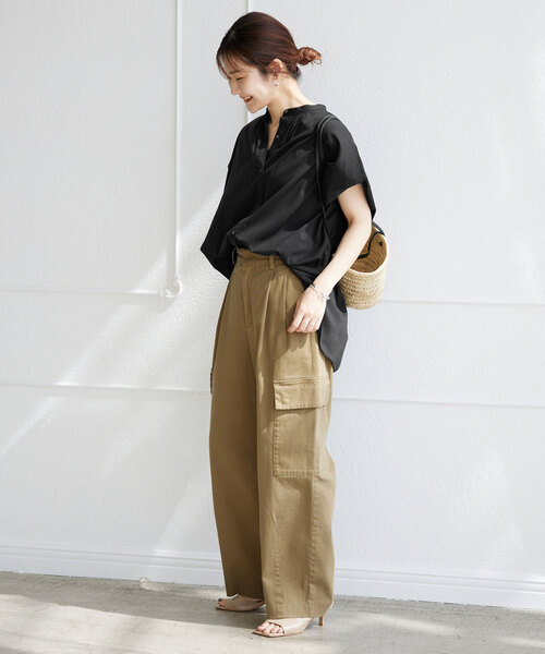 【新品】SLOBE IENAレーヨンボイルバンドカラーブラウス 2024SS SLOBE IENA｜《WEB・一部店舗限定/追加》レーヨンボイルバンド