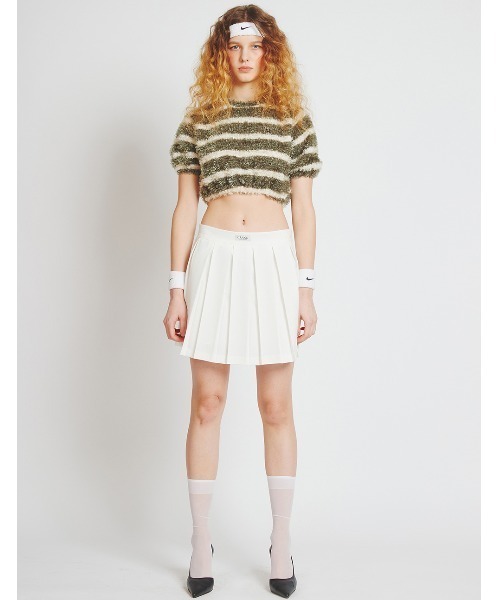 tシャツ A'GAM/9×.kom「CRANK/クランク」FUR STRIPE CROP TOP/ファーボーダークロップ レディース A'GAM/9×.kom『CRANK/クランク』FUR STRIPE CROP TOP/ファー