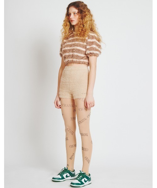 A'GAM/9×.kom『CRANK/クランク』FUR STRIPE CROP TOP/ファー