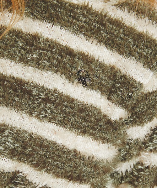 A'GAM/9×.kom『CRANK/クランク』FUR STRIPE CROP TOP/ファー