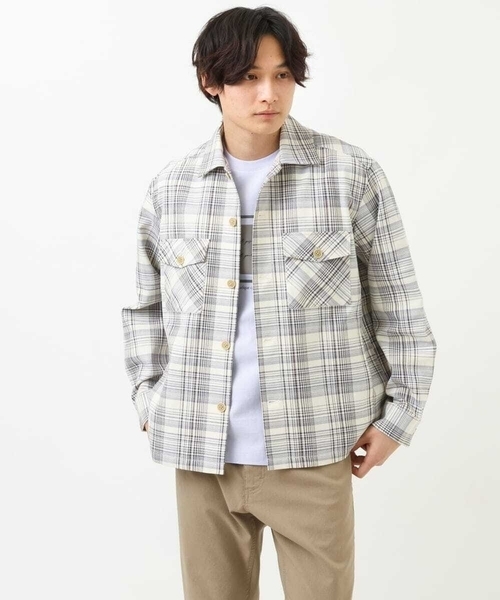 a.v.v（アーヴェヴェ）の「チェック柄CPOワイドジャケット（カバーオール・メンズ・ブルー/ベージュ・46/48/50）」の7枚目の写真