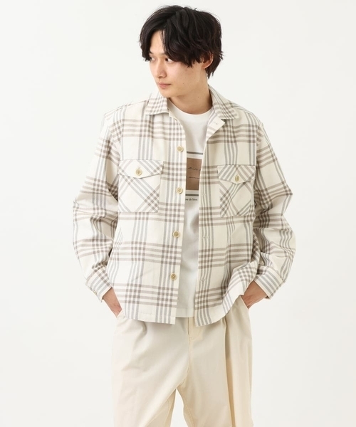 a.v.v（アーヴェヴェ）の「チェック柄CPOワイドジャケット（カバーオール・メンズ・ブルー/ベージュ・46/48/50）」の10枚目の写真