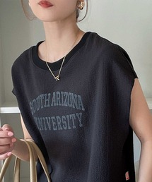 《JaVa ジャバコラボ》上品ヴィンテージ。フレンチスリーブプリントカットソー