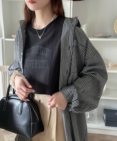 Java（ジャバ）の「《JaVa ジャバコラボ》上品ヴィンテージ。フレンチスリーブプリントカットソー（Tシャツ/カットソー・レディース・ブラック/グレイッシュベージュ/オレンジ/ホワイト・LARGE/MEDIUM/SMALL/X-LARGE）」の12枚目の写真