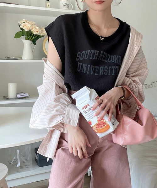 Java（ジャバ）の「《JaVa ジャバコラボ》上品ヴィンテージ。フレンチスリーブプリントカットソー（Tシャツ/カットソー・レディース・ブラック/グレイッシュベージュ/オレンジ/ホワイト・LARGE/MEDIUM/SMALL/X-LARGE）」の18枚目の写真