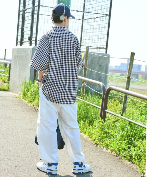 SPOC STORE（スポックストア）の「【SPOC STORE】ロゴ刺繍 ヴィンテージライクチェック オープンカラービッグ半袖シャツ（シャツ/ブラウス・メンズ・ブラック系1/ピンク系/イエロー系/ブラック系2/ネイビー系・M/L）」の10枚目の写真