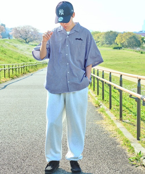 SPOC STORE（スポックストア）の「【SPOC STORE】ロゴ刺繍 ヴィンテージライクチェック オープンカラービッグ半袖シャツ（シャツ/ブラウス・メンズ・ブラック系1/ピンク系/イエロー系/ブラック系2/ネイビー系・M/L）」の17枚目の写真