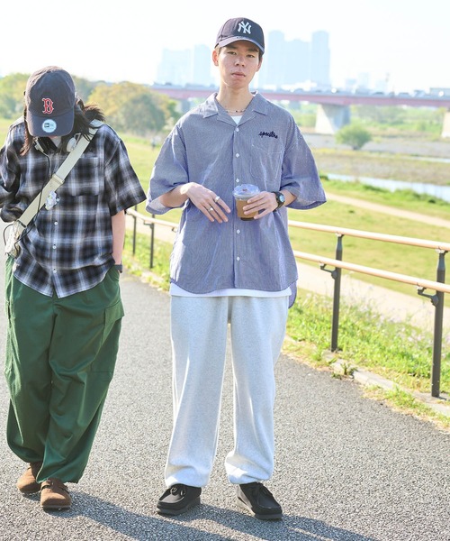 SPOC STORE（スポックストア）の「【SPOC STORE】ロゴ刺繍 ヴィンテージライクチェック オープンカラービッグ半袖シャツ（シャツ/ブラウス・メンズ・ブラック系1/ピンク系/イエロー系/ブラック系2/ネイビー系・M/L）」の19枚目の写真