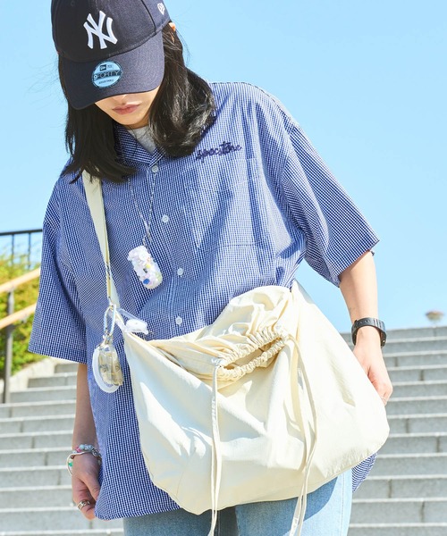 SPOC STORE（スポックストア）の「【SPOC STORE】ロゴ刺繍 ヴィンテージライクチェック オープンカラービッグ半袖シャツ（シャツ/ブラウス・メンズ・ブラック系1/ピンク系/イエロー系/ブラック系2/ネイビー系・M/L）」の21枚目の写真