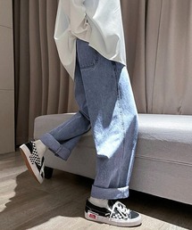 ルーズバルーンシルエット ビンテージウォッシュ ワイドデニムパンツ