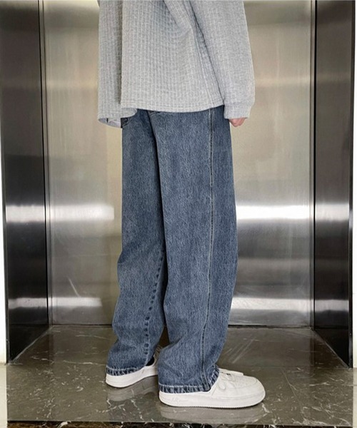 BASQUE magenta（バスクマゼンタ）の「ルーズバルーンシルエット ビンテージウォッシュ ワイドデニムパンツ（デニムパンツ・メンズ・サックスブルー/ブラック/ブルー/グレー・M/XL/L）」の7枚目の写真