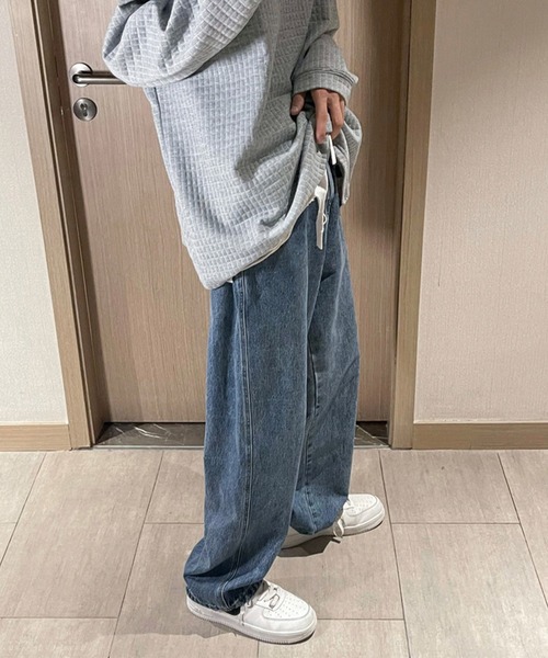 BASQUE magenta（バスクマゼンタ）の「ルーズバルーンシルエット ビンテージウォッシュ ワイドデニムパンツ（デニムパンツ・メンズ・サックスブルー/ブラック/ブルー/グレー・M/XL/L）」の13枚目の写真