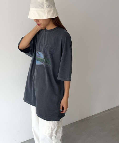 CANAL JEAN(キャナルジーン)の「El mar ALASKA半袖Tシャツ(Tシャツ/カットソー・レディース・ネイビー/ライトグレー・ONE SIZE)」の7枚目の写真