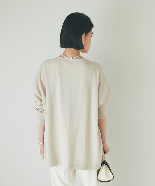 RIVE DROITE（リヴドロワ）の「ロングシーズン使える/クールコットンワイドカーディガン（カーディガン/ボレロ・レディース・イエロー/ブラック/ベージュ・FREE）」の6枚目の写真