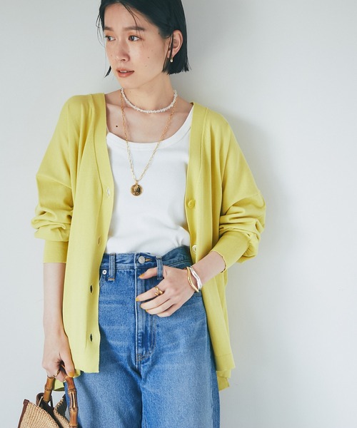 RIVE DROITE（リヴドロワ）の「ロングシーズン使える/クールコットンワイドカーディガン（カーディガン/ボレロ・レディース・イエロー/ブラック/ベージュ・FREE）」の16枚目の写真