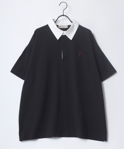 BEVERLY HILLS POLO CLUB（ビバリーヒルズポロクラブ）の「BEVERLY HILLS POLO CLUB/ビバリーヒルズポロクラブ オーバーサイズ ロゴ ワンポイント刺繍 半袖ラガーシャツ（ポロシャツ・レディース・グリーン系その他/ブラック/グリーン/ブラック系その他・M）」の5枚目の写真