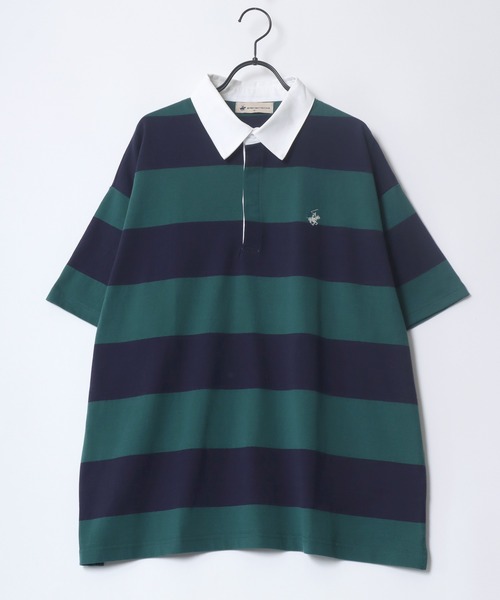 BEVERLY HILLS POLO CLUB（ビバリーヒルズポロクラブ）の「BEVERLY HILLS POLO CLUB/ビバリーヒルズポロクラブ オーバーサイズ ロゴ ワンポイント刺繍 半袖ラガーシャツ（ポロシャツ・レディース・グリーン系その他/ブラック/グリーン/ブラック系その他・M）」の8枚目の写真