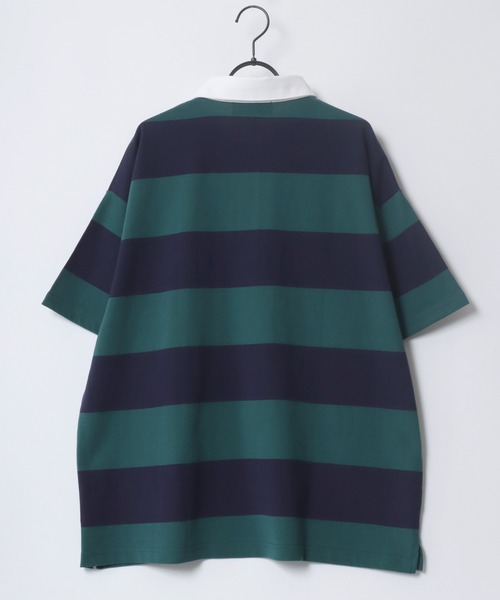 BEVERLY HILLS POLO CLUB（ビバリーヒルズポロクラブ）の「BEVERLY HILLS POLO CLUB/ビバリーヒルズポロクラブ オーバーサイズ ロゴ ワンポイント刺繍 半袖ラガーシャツ（ポロシャツ・レディース・グリーン系その他/ブラック/グリーン/ブラック系その他・M）」の9枚目の写真