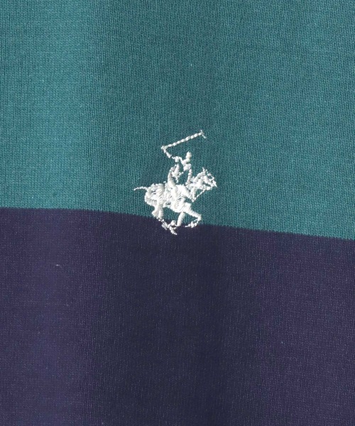 BEVERLY HILLS POLO CLUB（ビバリーヒルズポロクラブ）の「BEVERLY HILLS POLO CLUB/ビバリーヒルズポロクラブ オーバーサイズ ロゴ ワンポイント刺繍 半袖ラガーシャツ（ポロシャツ・レディース・グリーン系その他/ブラック/グリーン/ブラック系その他・M）」の12枚目の写真