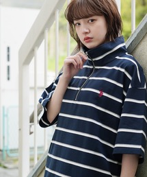 U.S. POLO ASSN. / ユーエスポロアッスン 別注 コラボ オーバーサイズ ハーフジップ 半袖 Tシャツ